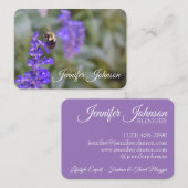 パープルフラワーズガーデン自然ビー（昆虫）マルハナバチ写真 名刺 (正面/裏面)