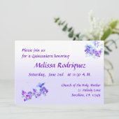 パープルフラワーズキンセアニェラ招待状 招待状 (スタンド正面)