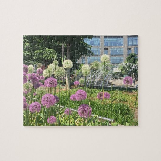 パープルフラワーズコロンバスサークルNYCニューヨーク ジグソーパズル (横)