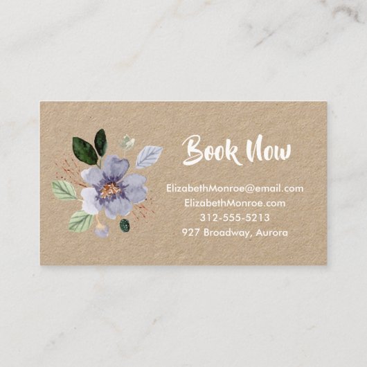 パープルフラワーズサロン美容師メイクアップ 名刺 (裏面)