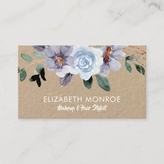 パープルフラワーズサロン美容師メイクアップ 名刺 (正面)