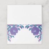 パープルフラワーズハンド絵を描座席表 プレイスカード (外部開封)