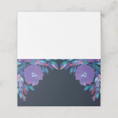 パープルフラワーズハンド絵を描座席表 プレイスカード (外部開封)