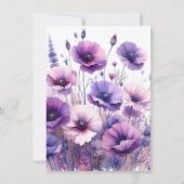 パープルフラワーズバースデーパーティーサンキューカード サンキューカード (裏面)