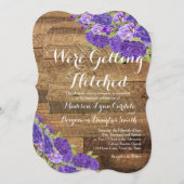 パープルフラワーズバーンウッドマップウェディング招待 招待状 (正面/裏面)