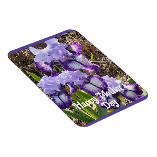 パープルフラワーズフローラアイリスマザーズDay Card マグネット (右側)