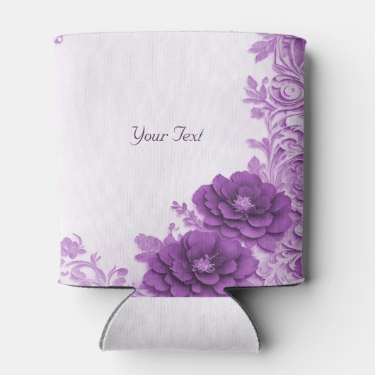 パープルフラワーズフローリッシュ結婚式の引き出物クーラーボックス 缶クーラー (裏面)