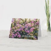 パープルフラワーズブーゲンビリーアアート誕生日カード カード (正面)
