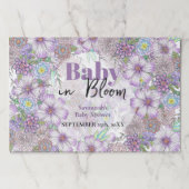 パープルフラワーズベビーイン開花紙ランチョンマット ペーパーパッド (正面)