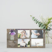 パープルフラワーズメイスン素朴ジャー結婚の感謝 サンキューカード (スタンド正面)