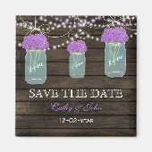 パープルフラワーズメイソンジャースバーンウッド結婚ズ マグネット (正面)
