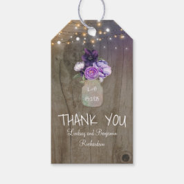 パープルフラワーズメイソンジャール素朴ウッド ギフトタグ