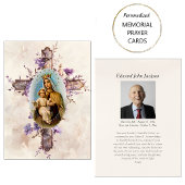 パープルフラワーズヴァージンメアリー葬儀祈りの言葉カード プレイスカード