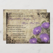 パープルフラワーズヴィンテージウェディング招待状 招待状 (正面/裏面)