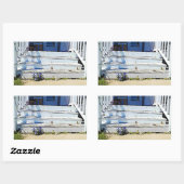 パープルフラワーズヴィンテージオールドハウスステッカー 長方形シール (シート)