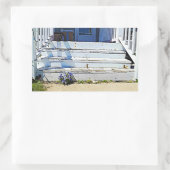 パープルフラワーズヴィンテージオールドハウスステッカー 長方形シール (バッグ)