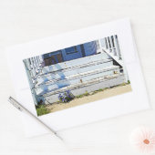 パープルフラワーズヴィンテージオールドハウスステッカー 長方形シール (封筒)