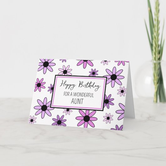 パープルフラワーズ叔母誕生日 カード (正面)