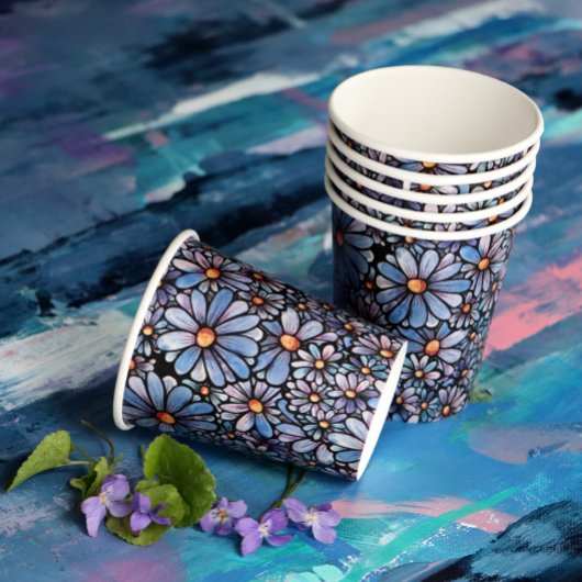 パープルフラワーズ春デイジーガーデンコテージ 紙コップ