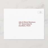 パープルフラワーズ結婚ハートのディナーRSVPポストカード インビテーションポストカード (裏面)