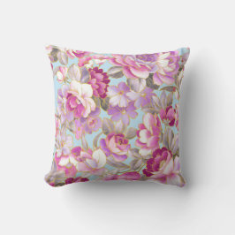 パープルフラワーズ装飾用クッション クッション