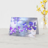 パープルフラワーズ誕生日カード カード (黄色い花)