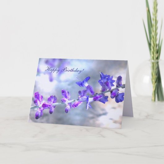 パープルフラワーズ誕生日カード カード (正面)
