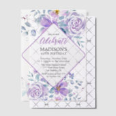 パープルフラワーズ誕生日 ベラム紙招待状 (オフセット (招待状))