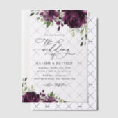 パープルフラワーズ、プラムフラワーズ、ボーホー、フラワーのウェディング ベラム紙招待状 (オフセット (招待状))