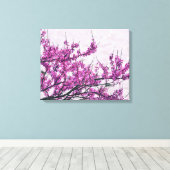 パープルフラワーツリーキャンバスアートプリント キャンバスプリント (インサイチュ (ウッドフロア))
