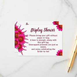 パープルフラワーディスプレイブライダルウェディングシャワー エンクロージャーカード