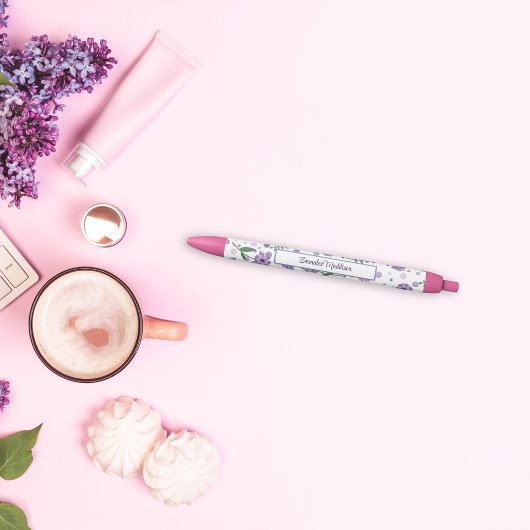 パープルフラワーディティスタイル モノグラムの 黒ボールペン