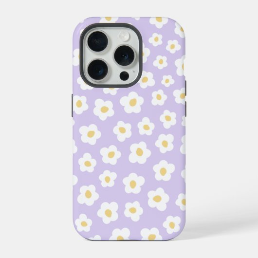 パープルフラワーパターン iPhoneケース (裏面)