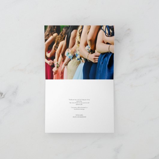 パープルフラワーブライダルシャワーサンキューフォールドカード 招待状 (内部)