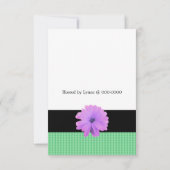 パープルフラワーブラックリボン誕生日招待状 招待状 (裏面)