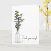 パープルフラワーブーケ誕生日 カード (黄色い花)