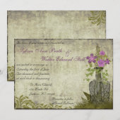 パープルフラワーボトルヴィンテージウェディング招待状 招待状 (正面/裏面)