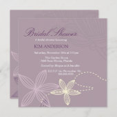 パープルフラワーモダンブライダルシャワー招待状 招待状 (正面/裏面)