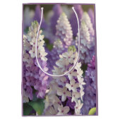 パープルフラワーラッピング紙 ミディアムペーパーバッグ (正面)