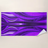 パープルフラワーレインボードリームエンジェルウィングス ビーチタオル (正面)