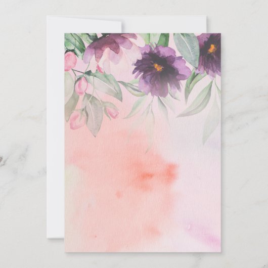 パープルフラワーレディーインロングガウン18誕生日 招待状 (裏面)