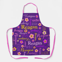 パープルフラワー名前をカスタムするレーガン エプロン