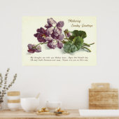 パープルフラワー祈りの言葉サンデーマザーズデイ ポスター (キッチン)