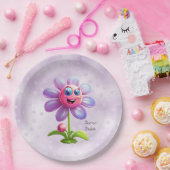 パープルフラワー紙プレート ペーパープレート (パーティー)