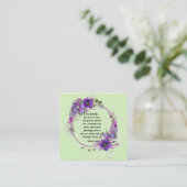 パープルフラワー結婚ズリングや輪結婚サンキューカード エンクロージャーカード (スタンド正面)