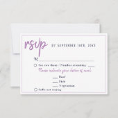 パープルフラワー結婚フローラのメニュー選択 出欠カード (正面)