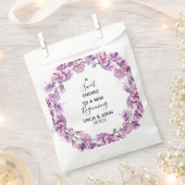 パープルフラワー結婚式の引き出物バッグスウィートエンディング フェイバーバッグ (クリップ留めされた状態)