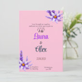 パープルフラワー結婚式招待状 招待状 (スタンド正面)