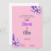 パープルフラワー結婚式招待状 招待状 (正面/裏面)
