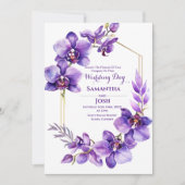 パープルフラワー結婚式招待状 招待状 (正面)